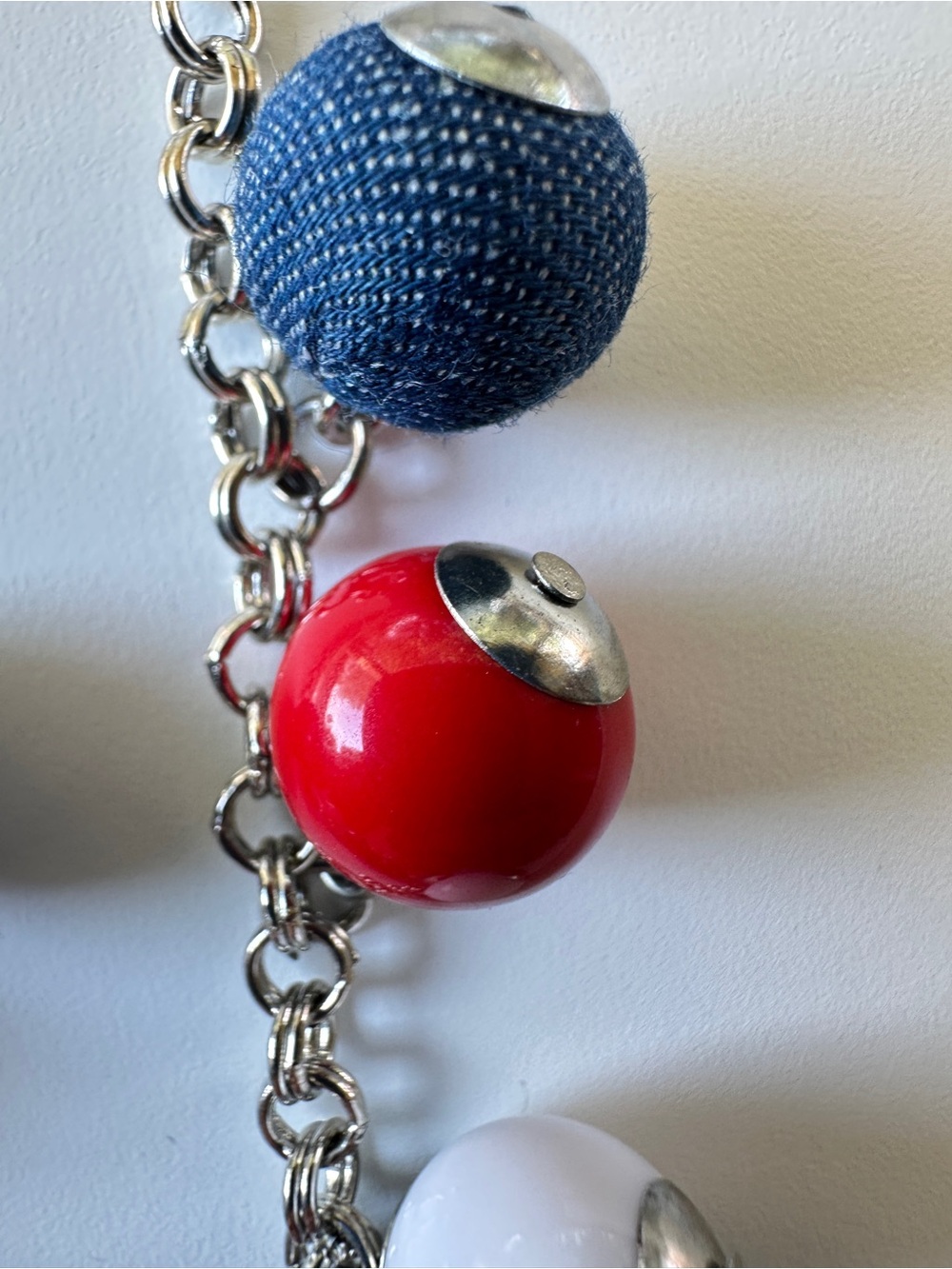 Patriotic Red White and Blue Beaded Statement Necklace - Picture 6 of 11